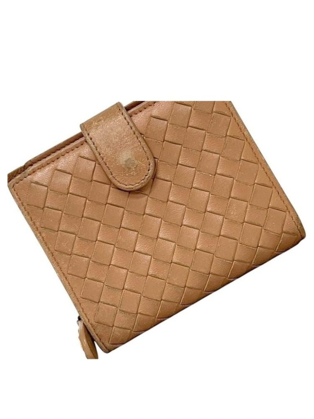Bottega Veneta Bifold Wallet Intrecciato Leather Beige Compact